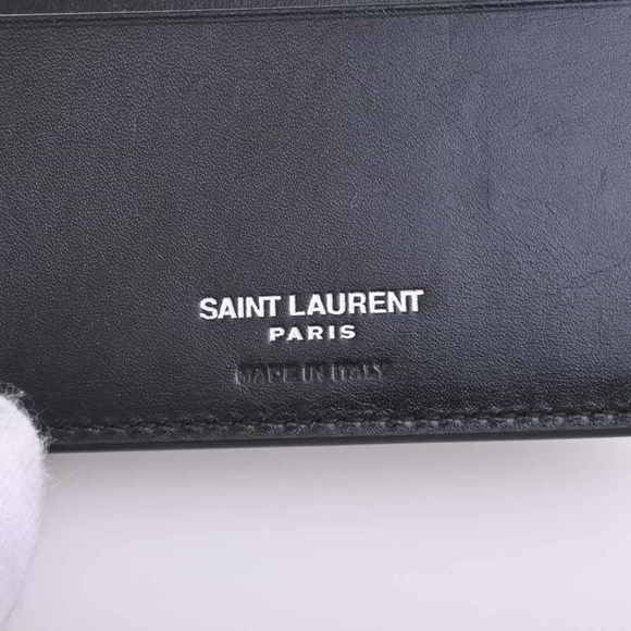 Saint Laurent Leather Money Clip Bifold Wallet Billfold Black - Picture 5 of 8